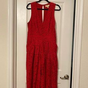Moulinette Soeurs Anthropologie Jaeda Red Lace Jumpsuit 8 Sleeveless